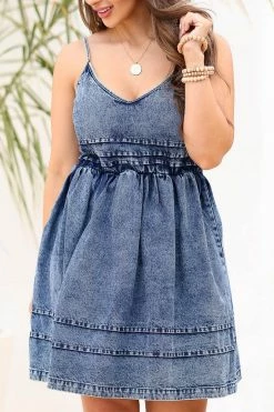 BI Santorini Sleeveless Denim Dress - Dark Wash