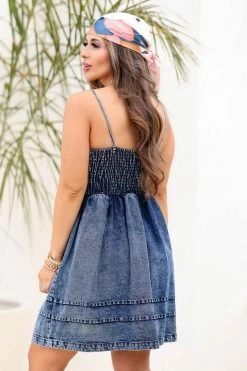 BI Santorini Sleeveless Denim Dress - Dark Wash