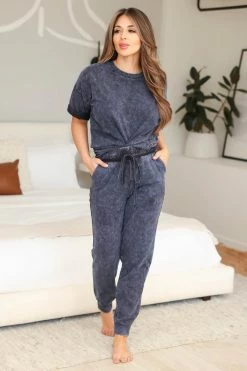ZN Destination Relaxation Loungewear - Blue Grey Tops