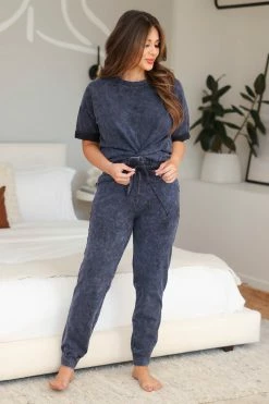 ZN Destination Relaxation Loungewear - Blue Grey Tops
