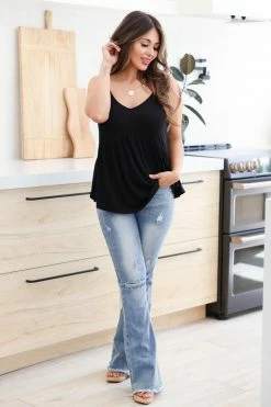 MTS Common Ground Babydoll Tank Top - Black Tops