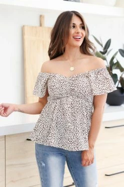 SY Tops Timeless Flutter Sleeve Top - Leopard