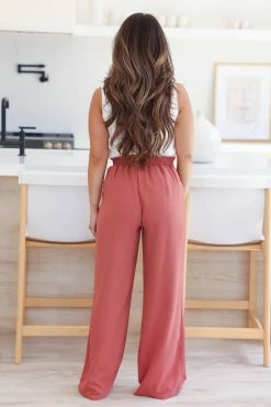 PSK Back Of My Mind Wide Leg Pants - Terracotta Medium