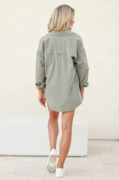 PO Take It Easy Button Down Shacket - Olive Outerwear