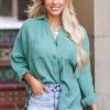 PSK Coastal Connection Button Down Top - Jade 1 PSK Coastal Connection Button Down Top - Jade