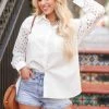 Take It Or Leave It Eyelet Sleeve Top - Off White