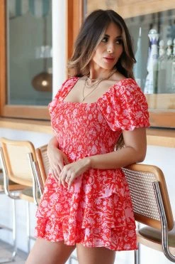 Serendipity Smocked Romper - Red