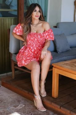 Serendipity Smocked Romper - Red