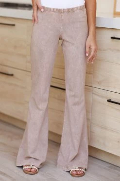 CH Making It Count Mineral Wash Flare Pants - Beige