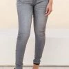 Kan Can Rachel Classic Skinny Jeans - Light Grey Bottoms
