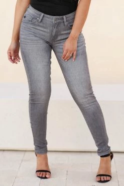 Kan Can Rachel Classic Skinny Jeans - Light Grey Bottoms