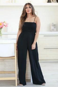 PSK Lucky In Love Smocked Jumpsuit - Black New Arrivals