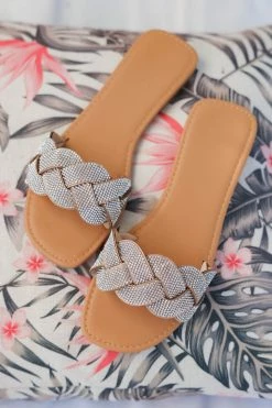 SLL Crystal Cove Rhinestone Sandals - Nude