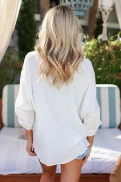 PSK Coastal Connection Button Down Top - White