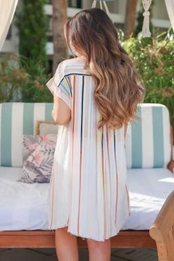 UG Cool For The Summer Button Up Shirt Dress - Cream