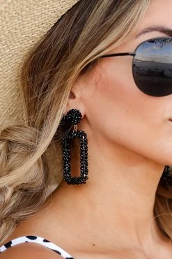 Treasure Jewels Cabana Happy Hour Beaded Earring - Black Accessories