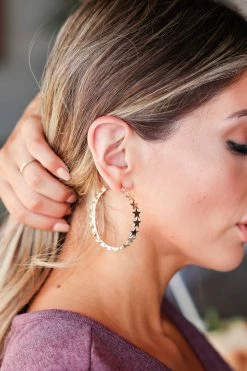 Treasure Jewels Night Sky Hoop Earring - Gold 7 Treasure Jewels Night Sky Hoop Earring - Gold