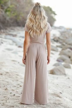 MA-01 CBRAND Girls Getaway Palazzo Pants & Top - Stone Large