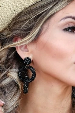 Treasure Jewels Accessories Cabana Handcrafted Interlocking Earring - Black