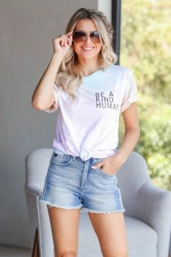 Rachel Rene Designs "Be A Kind Human" Tie Dye Graphic Tee - Multi