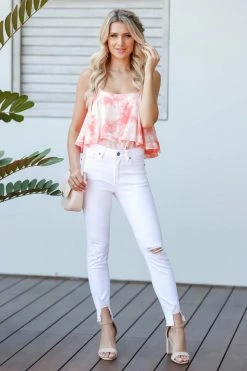 PR-01 2XL CBRAND Pick Me Up At 8 Tie Dye Bodysuit - Coral