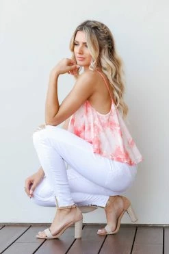 PR-01 2XL CBRAND Pick Me Up At 8 Tie Dye Bodysuit - Coral