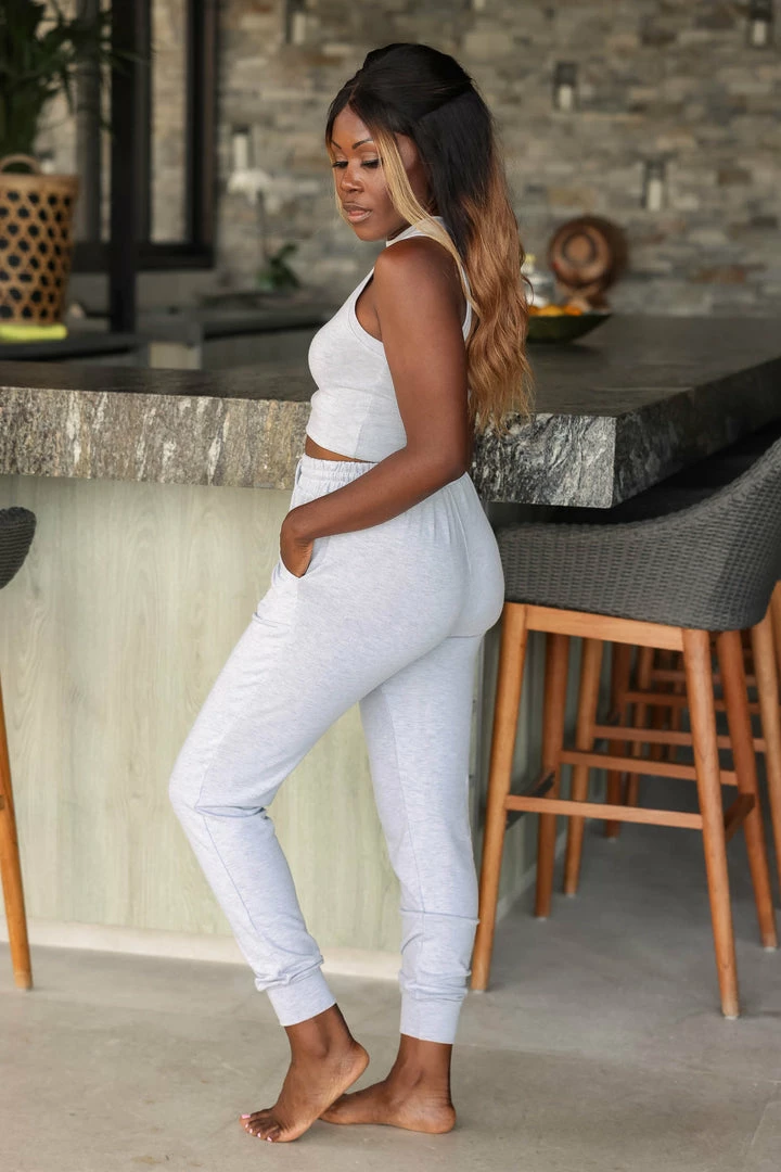 FL-01 CBRAND Lap Of Luxury Loungewear - Heather Grey Small 5 FL-01 CBRAND Lap Of Luxury Loungewear - Heather Grey Small