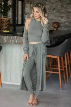 FL-01 CBRAND Lap Of Luxury Loungewear - Olive Small