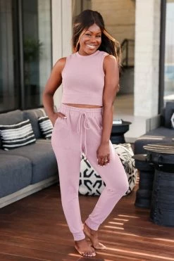 FL-01 CBRAND Lap Of Luxury Loungewear - Dusty Rose Small