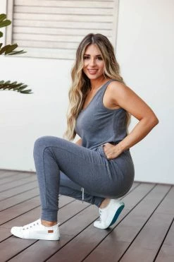 First Love The Good Life Jumpsuit - Charcoal Small