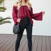 FL-01 CBRAND Just My Type Off The Shoulder Top - Wine 2 FL-01 CBRAND Just My Type Off The Shoulder Top - Wine