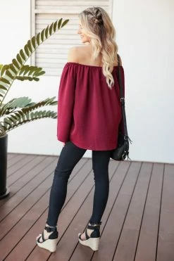 FL-01 CBRAND Just My Type Off The Shoulder Top - Wine 9 FL-01 CBRAND Just My Type Off The Shoulder Top - Wine