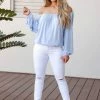 FL-01 CBRAND Brush Your Shoulders Off Top - Blue 2 FL-01 CBRAND Brush Your Shoulders Off Top - Blue