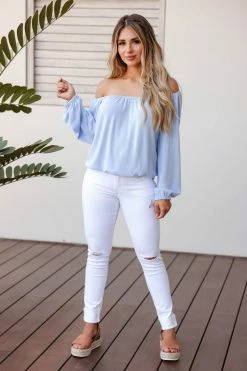FL-01 CBRAND Brush Your Shoulders Off Top - Blue