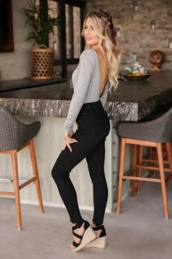 FL-01 CBRAND Take The Plunge Bodysuit - Heather Grey Small