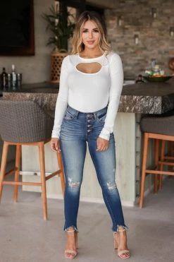 FL-01 CBRAND Cut It Out Long Sleeve Bodysuit - Ivory