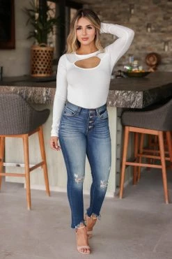 FL-01 CBRAND Cut It Out Long Sleeve Bodysuit - Ivory