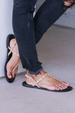 Shoe La La Poppy Studded Sandal - Taupe 6