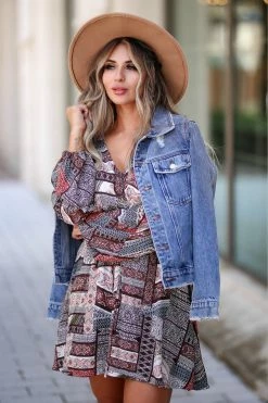 FL-01 CBRAND Fearless Distressed Denim Jacket - Medium Wash