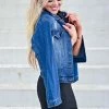 Love Tree Fashion The Classics Distressed Denim Jacket - Dark Wash Outerwear
