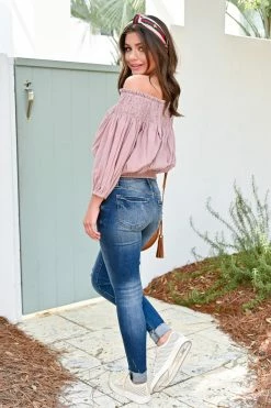 Newbury Kustom Looking Forward Off The Shoulder Top - Dusty Rose Small