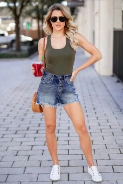 Small KAN CAN Emmie Denim Shorts - Medium Wash