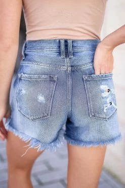 Small KAN CAN Emmie Denim Shorts - Medium Wash