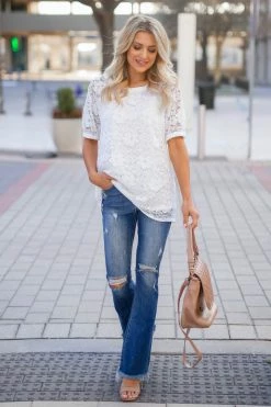 Bibi Take You Downtown Lace Top - Off White