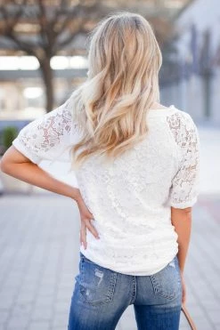 Bibi Take You Downtown Lace Top - Off White