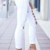 EUNINA Grace Distressed Skinny Jeans - White Bottoms