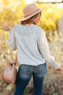 Blu Pepper Picking Wildflowers Peasant Top - Sky Blue 11 Blu Pepper Picking Wildflowers Peasant Top - Sky Blue