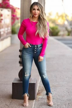 FL-01 Small CBRAND Take The Plunge Bodysuit - Fuchsia