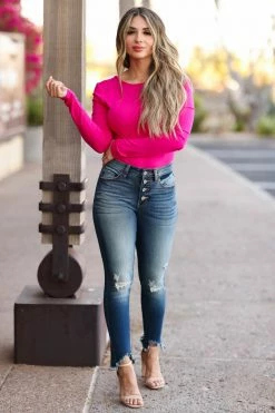 FL-01 Small CBRAND Take The Plunge Bodysuit - Fuchsia