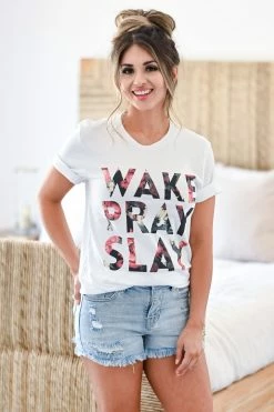 KA "Wake Pray Slay" Graphic Tee - White New Arrivals 8 KA
